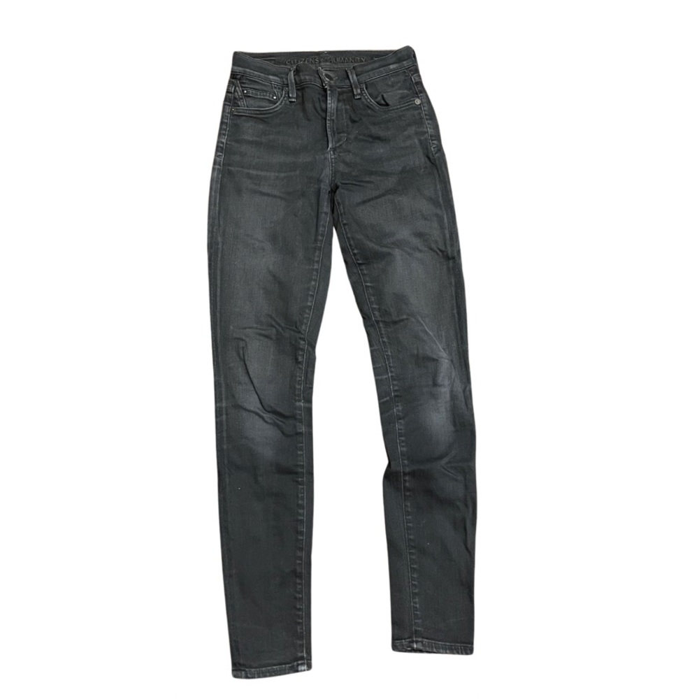 Citizens of Humanity Dark Grey Distressed Rocket High Waisted Skinny Jeans